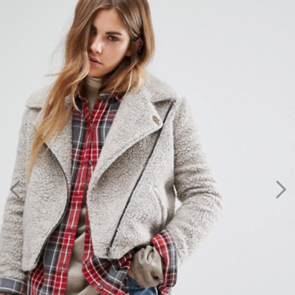 Obey Oversized Wool Blend Biker Jacket